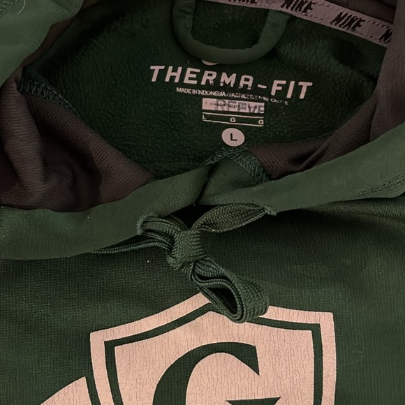 Green Gray Nike Therma fit Fleece Hoodie hooded Sweatshirt Cardinal Gibbons 🏈 - Picture 4 of 4